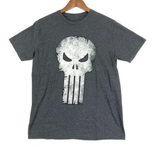 Marvel Men's Size Large Punisher Grey Short Sleeve Crew Neck Graphic T-Shirt